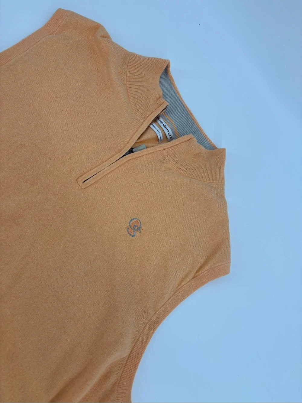 Peter Millar XL Orange 1/4 Zip Sweater Vest Cotton Cashmere Golf Ocean Course Lg